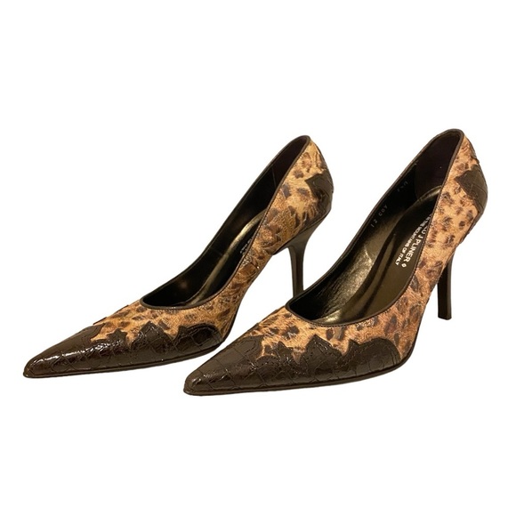 Donald J. Pliner Shoes - Donald J Pliner, Couture Vintage Leather Leopard Print, Brown, 3”Heels. Sz 7.5M